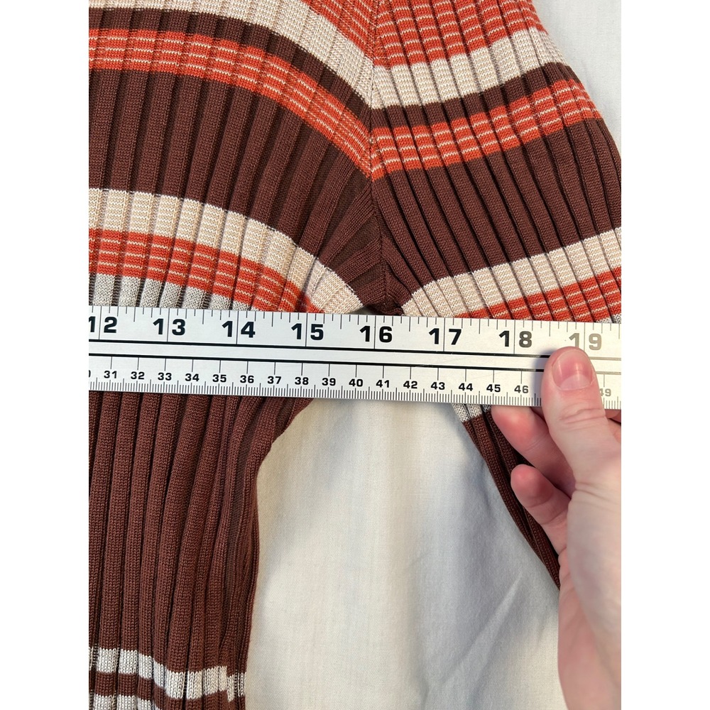 Fashion Nova Brown Orange Striped Ribbed Turtleneck Bodycon Midi Dress 1X #2260 - Picture 3 of 11